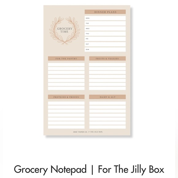 Jess’ Paper Co for Jilly Box grocery list. Grocery Time Notepad. Jillian Harris - Picture 3 of 4